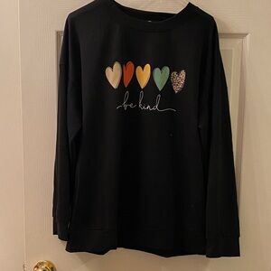 Be Kind Black Long-Sleeve Graphic Top